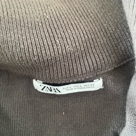 Zara Men's Charcoal Zip-Up Sweater Size L - Picture 3 of 3